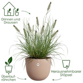 elho Sereh Round 30 Flower Pot for Indoor and Outdoor Use, 100% Recycled Plastic, Diameter 29.5 x Height 25.3 cm, Brown/Cool Clay