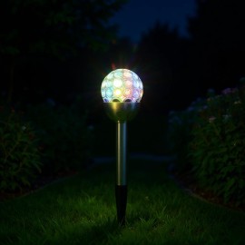 Solar Garden Lights RGB Ball LED Waterproof IP44 Stainless Steel Solar Powered Outdoor Landscape Decor Lamp 200mAh Batterycolor: Silver