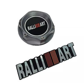 Unbranded GUNMETAL FILLER OIL CAP FOR 08-15 MITSUBISHI LANCER EVO X RALLIART EMBLEM JDM