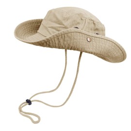 Bucket Hat Hiking Fishing Wide Brim UV Sun Protection Safari Unisex Boonie (Camel, Small/Medium)