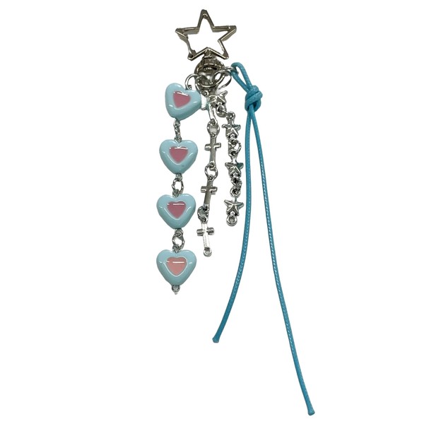Wigo Women's 4 Row Color Heart Key Chain, blue