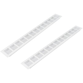 Vent Systems 19.69 x 2.36 Inch (Outer Size) Air Supply Ventilation Grille - Pack of 2 - White Aluminum Rectangle Intake/Exhaust Door Vent Deflector - HVAC for Home Improvement Floor, Wall Duct Cover