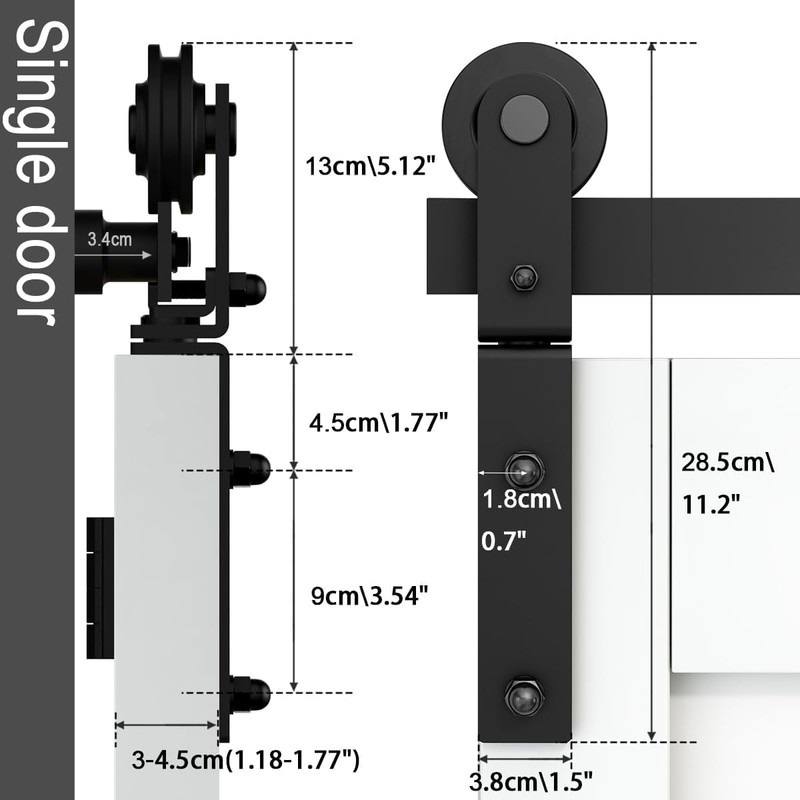 AONAYIOA 36"/3FT Bi-Folding Sliding Barn Door Hardware Kit for 2