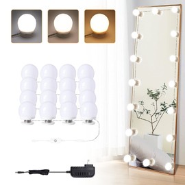 Vanity Lights for Mirror, 16 LED Bulbs Hollywood Makeup Lights, 3 Color Modes, Dimmable Brightness, Plug in, Stick up, for Dressing Table Bathroom Body Wall Mirror Lights