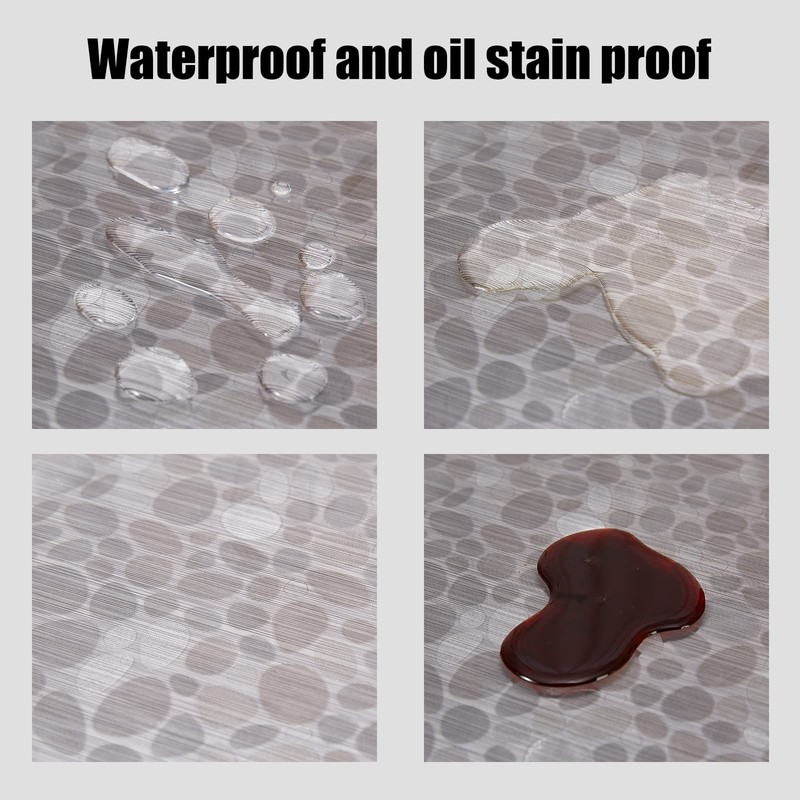 Clear Round Vinyl Fitted Tablecloth,Waterproof Oilcloth Heavy Duty Elasticized Table