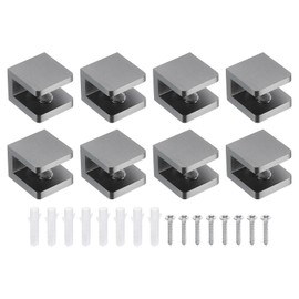 uxcell 8Pcs Glass Shelf Bracket, Adjustable Solid Brass Glass Shelf Brackets, Wall Mount Glass Shelf Holder Fixture Glass Clip for 8-10mm(0.31"-0.39"), Black