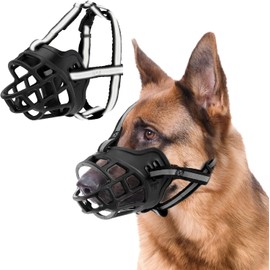 Breathable Basket Dog Muzzles for Small, Medium and Large Dogs - Prevents Barking, Biting and Chewing (Reflective Black, 3#)