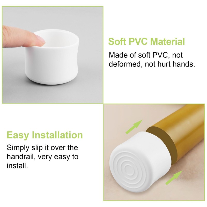 UFURMATE Rubber Handrail End Cap, 6PCS 42mm Inner Diameter Round