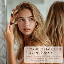 Anti-Frizz Wide-Tooth Comb for Wet & Dry Hair, Smooth Detangler Comb for Long, Thick Curly Hair