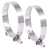 Hilitchi 2Pcs Stainless Steel T-Bolt Clamps with Rounded Band Edges
