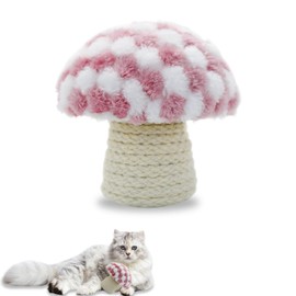 LuckyOpt Cat Mint Cat Toy, Cute Fur Mushroom Shape Cat Toy, Built-in Sound Stone Cat Chewing Toy, Suitable for Interactive Teeth Cleaning (Pink)