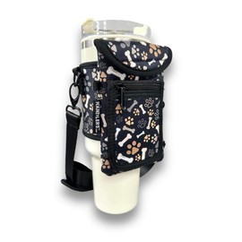 Lit Handlers Around Drink Wrap with Pocket Purse - Versatile Water Bottle Holder with Strap, Ideal for Gym, Travel, Running - 30-40oz Tumbler, Carrier Bag, Puppy Paws