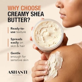 ASHANTI NATURALS 100% suave y cremoso natural mantequilla de karité africana, blanco, 15 oz.