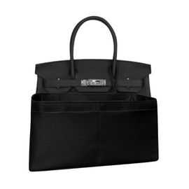 Meenda Purse organizer insert for Birkin 30, Italian Faux Silk Fabric, thin, Lightweight, brilliant sheen, Sturdy, Gift for Women, (Black IBK30)
