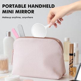 Pink Bunny Makeup Mirror - Unbreakable Travel Mirror with Handle | Cute Compact Mirror for Girls, Teens & Bridal Gifts | Portable Pocket Mirror (6.5") ABS Frame - Shower Safe!