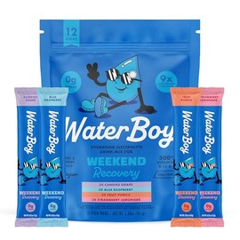 Waterboy Weekend Recovery Sample Pack | 3,200mg Electrolyte Powder Packets | Ginger + L-Theanine + Vitamins | No Sugar, All Natural, Gluten Free | 12 Drink Stick Mixes (Sample Pack)