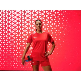 Kempa Unisex Youth Gecko Handball Play Ball and Training Ball Soft and Non-Slip Outer Material Suitable for Playing with Resin, Red/Kempa Blue