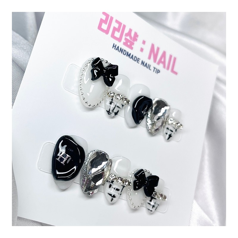 Shining Tweed Sealing Handmade Nail Tips - Stiletto / 샤이닝