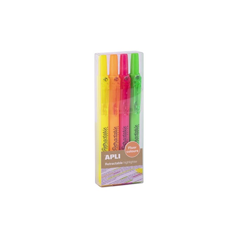 APLI 18932 - 4 Piece Highlighter Set with Retractable Chisel