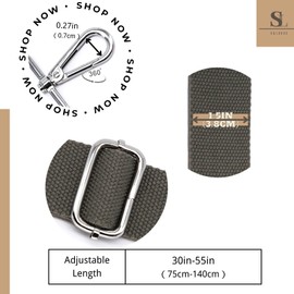 S&loyoe Solid Color Purse Straps Replacement Crossbody Bag Strap Adjustable Wide Guitar Straps for Handbags 1.5inch (Pure gray silver)