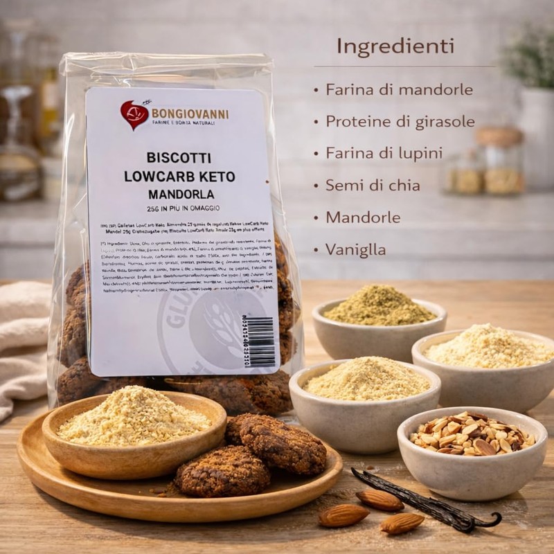 BONGIOVANNI FARINE E BONTA' NATURALI Biscotti Artigianali Low Carb alla