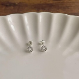 Silver Earrings, 925 Silver, 925 Silver, Hypoallergenic, Circle, Round, Small, Small, Inconspicuous, Deluxe, Simple, Hike, Pink Gold, Zirconia, Cubic Zirconia, CZ Diamond, Sterling Silver, Cubic