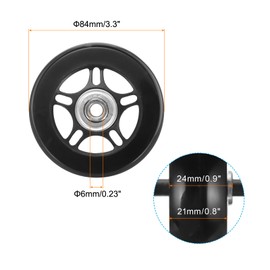 sourcing map Set of 2 Luggage Wheels Replacement 84 x 24 mm/3.3" x 0.9" Rubber Swivel Caster Bearing Wheels Repair Kits for Suitcase Inline Outdoor Skate,Black