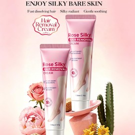 Rose Hair Removal Cream (2 Pack) - 1oz Each Gentle Depilatory Cream for Women, Natural Moisturizing Formula with Rose Extract for Soft & Smooth Skin, Travel-Friendly Pocket Size, Includes Spatulas