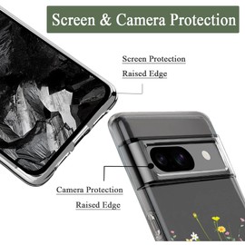 Unov Compatible with Pixel 8a Case Clear with Design Soft TPU Shock Absorption Slim Embossed Pattern Protective Back Cover for Pixel 8a (Flower Bouquet)