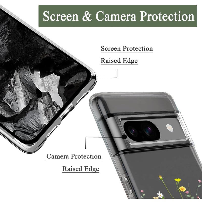 Unov Compatible with Pixel 8a Case Clear with Design Soft