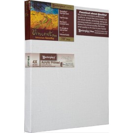 MASTERPIECE Z1VA-0608 Vincent Pro 7/8" Deep Muir Belgian Linen 12.0 oz Acrylic Primed Stretched Canvas 6" x 8" White