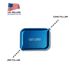 Stainless Steel Rolling Tray With Funnel With Cone & Jar Filler  (BLUE)