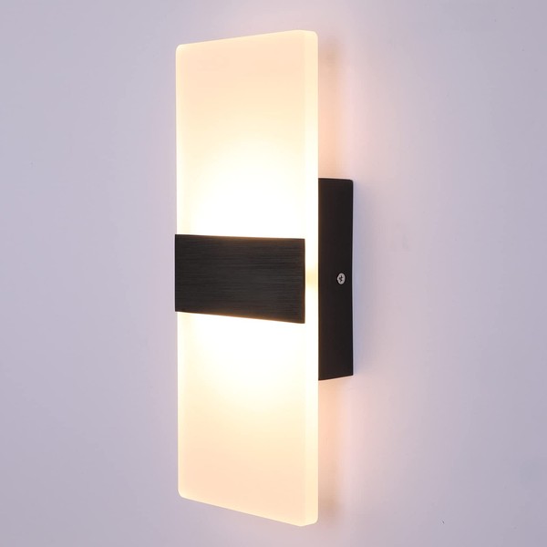 LIGHTESS Modern Wall Sconce 12W LED Wall Lights Indoor Wall Lamp Bedroom Wall Mounted Light for Living Room Hallway, Warm White