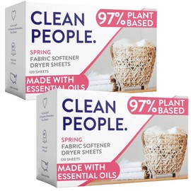The Clean People Fabric Softener Sheets - Dryer Sheets - Softens & Removes Static Cling - Vegan Laundry Softener, Essential Oils - Spring 240 Pack