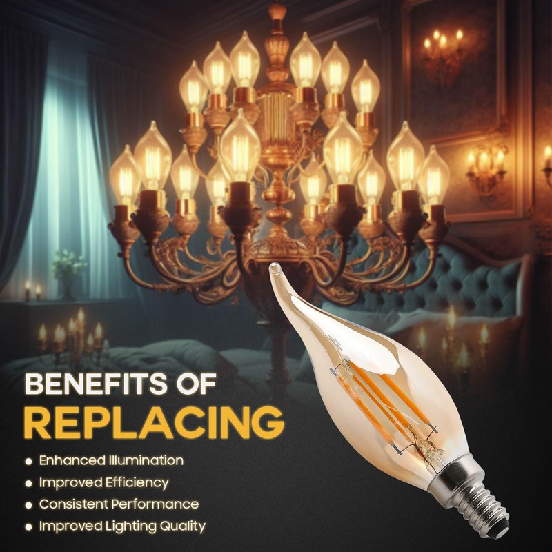 Seentech 6 Pack Dimmable Warm Amber CA10 C35 LED Candelabra
