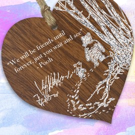 Friends Until Forever - Hanging Wooden Heart Sign Plaque Thank you Gifts for Friends - Dark Wood Hearts Signs, Thank You Teacher Gifts, Thank You Plaque, Teacher Leaving Present