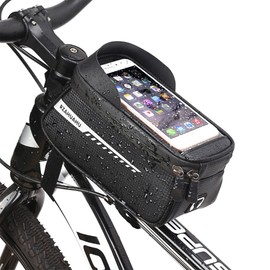 Faletony Bicycle Frame Bag Waterproof Handlebar Bag Top Tube Bag Bicycle with 3D Sun Visor and TPU Sensitive Touch Screen, Bicycle Bag Frame Bag for Mountain Bikes, Road Bikes, E Bikes