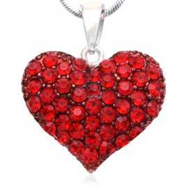 Soulbreezecollection Valentine's Day Gift Love Red Heart Necklace Pendant Charm Women Fashion Jewelry