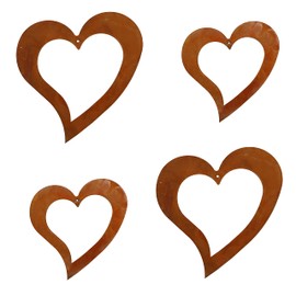 Heart Decoration for Hanging Iron Patina Patina, Set