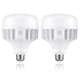 VELNEX 50W（300-400W Equivalent ） E26 LED Bulb, 5000LM 5000K Daylight, Flicker Free, Die-Cast Aluminum, AC 85-265V for Warehouse Garage Shop High Bay Lighting （2Pack）