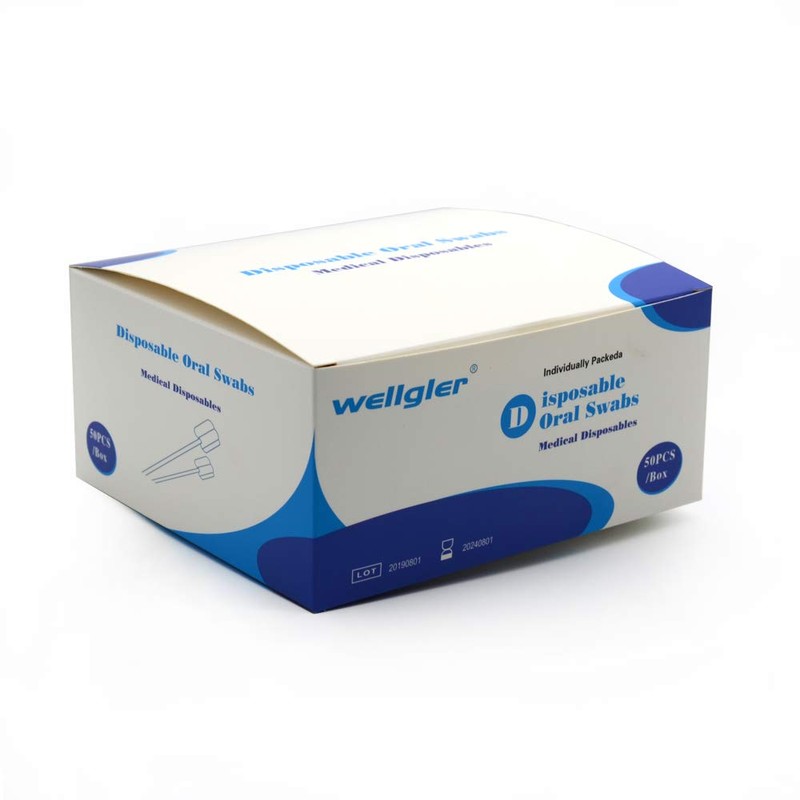 Wellgler's Disposable Oral Swabs,Sterile Sponge Mouth Swabs,Individually Wrapped (50pcs,Sky Blue)