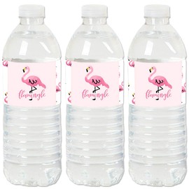 Big Dot of Happiness Pink Flamingo - Party Like a Pineapple - Tropical Summer Party Water Bottle Sticker Labels - Set of 20