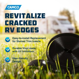 Camco 25212 Vinyl Trim Insert (1" x 100', Black)