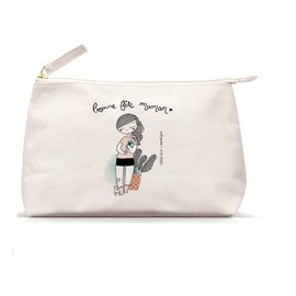 Label'Tour - Cotton Pencil Case - 28 x 17 x 6 cm - Good Mother, White