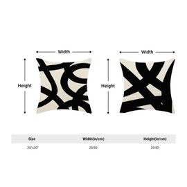 Black And Cream Pillow Covers 20x20 Set Of 2 Geometric Abstract Modern Art Line Throw Pillow Covers Boho Minimalist Style Decorative Pillowcase Cushion Case Decoration For Home Sofa Outdoor Decor