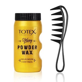 Totex Hair Styling Texturising Powder Wax | Volumizing Thickening Dust Powder Styler | Matt Look 20gr + Hair Beard Styling Comb | Flexible | Anti-Static Handle | For Hair and Beard | Black
