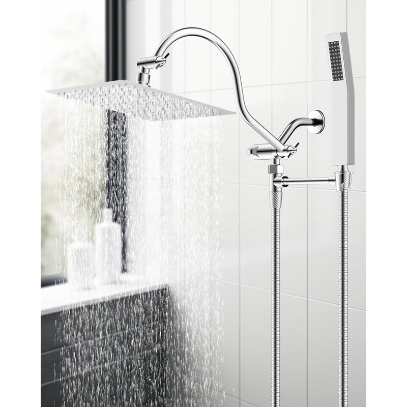 Hibbent All Metal Shower Head, 8'' High Pressure Rainfall Shower