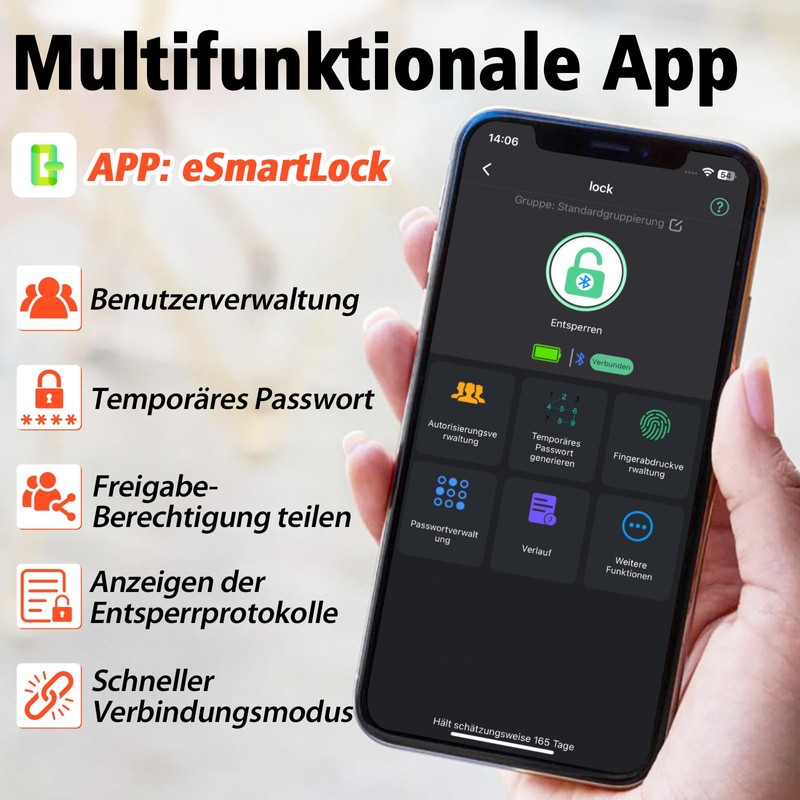 Anweller Fingerprint Lock Padlock Fingerprint with App, Lock with Fingerprint