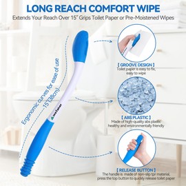 Wefaner Toilet Aids Set for Wiping - Long Handle Butt Wiper, Anti-Slip Curved Handle Bath Body Brush and Curve Hair Brush for People Overweight, Elderly and Disabled People（3PCS Personal Hygiene Kit)