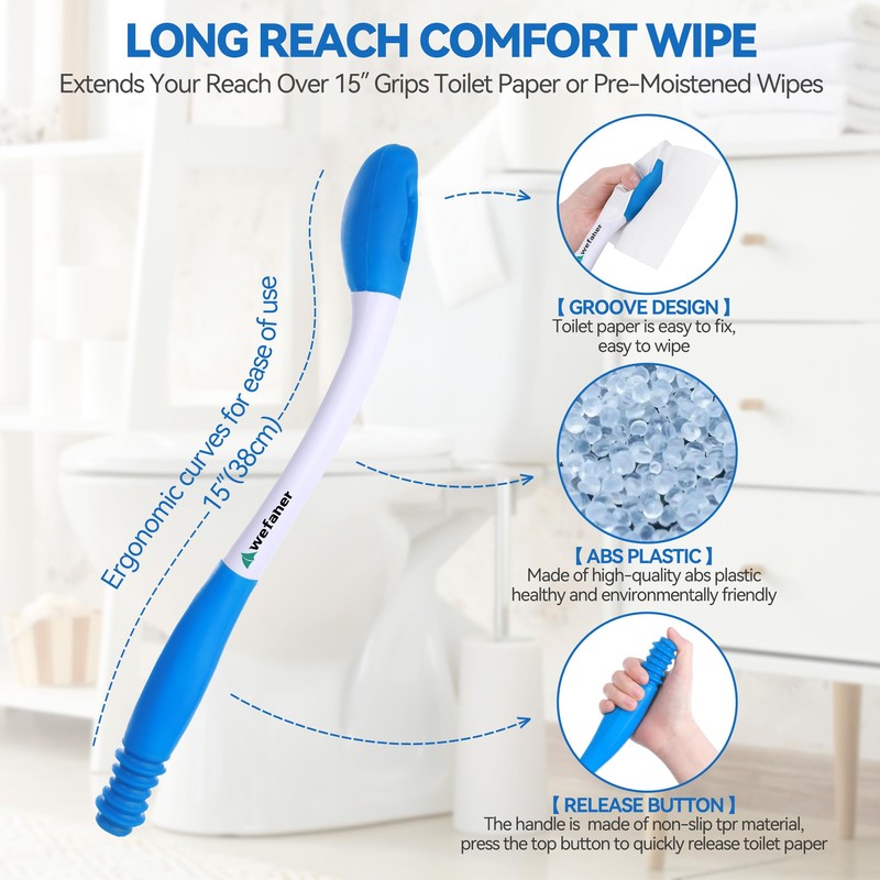 Wefaner Toilet Aids Set for Wiping - Long Handle Butt